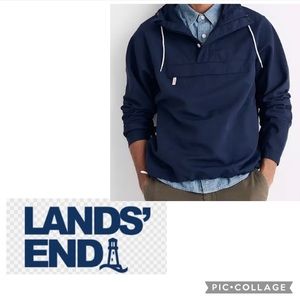 Lands-end  boy navy nylon windbreaker with half zipper